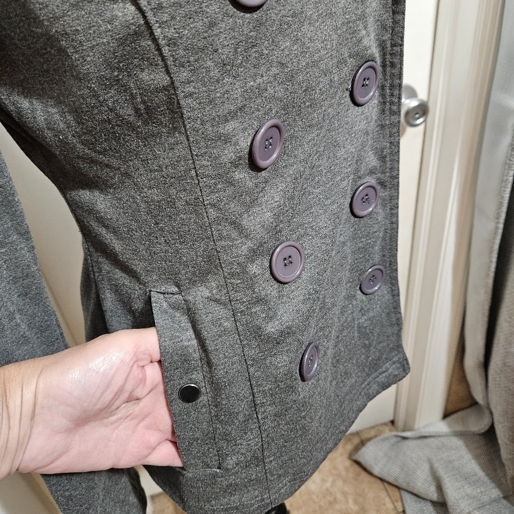 579 Gray Double Breasted Hooded Jacket Size M - Picture 4 of 13